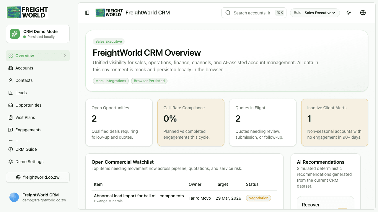FreightWorld CRM Screen 01