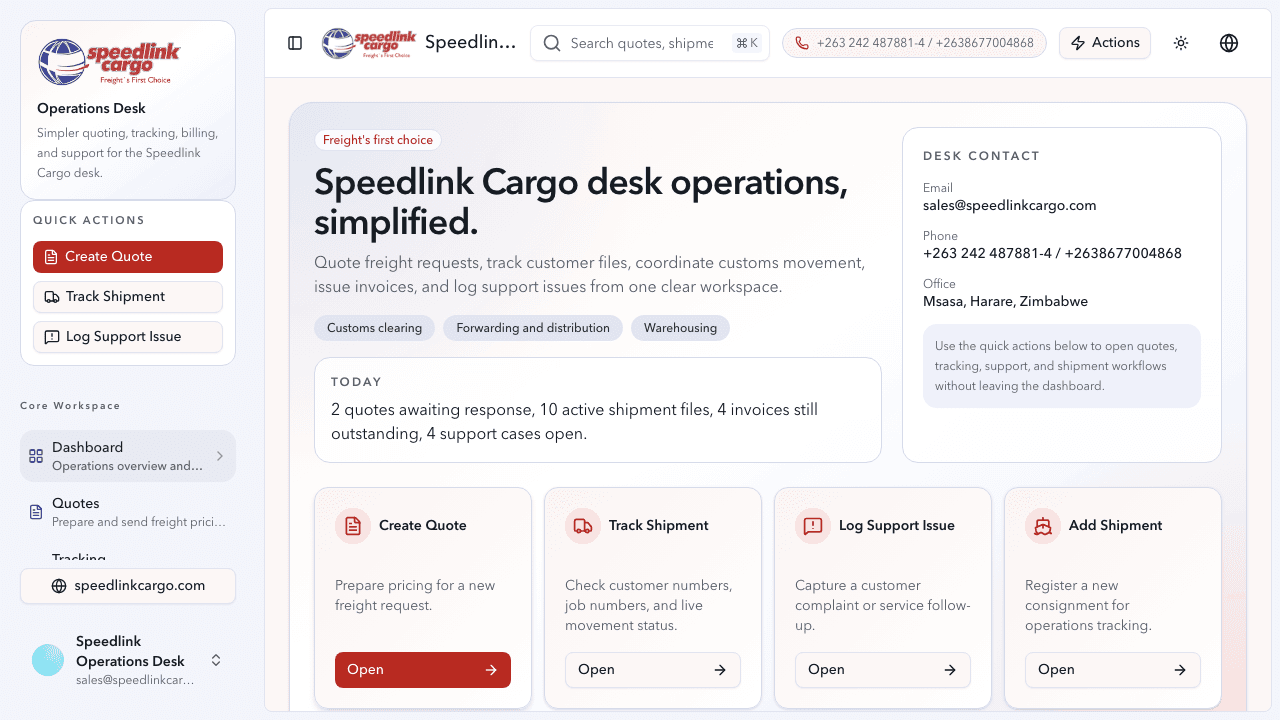 Speedlink Cargo Operations Screen 01
