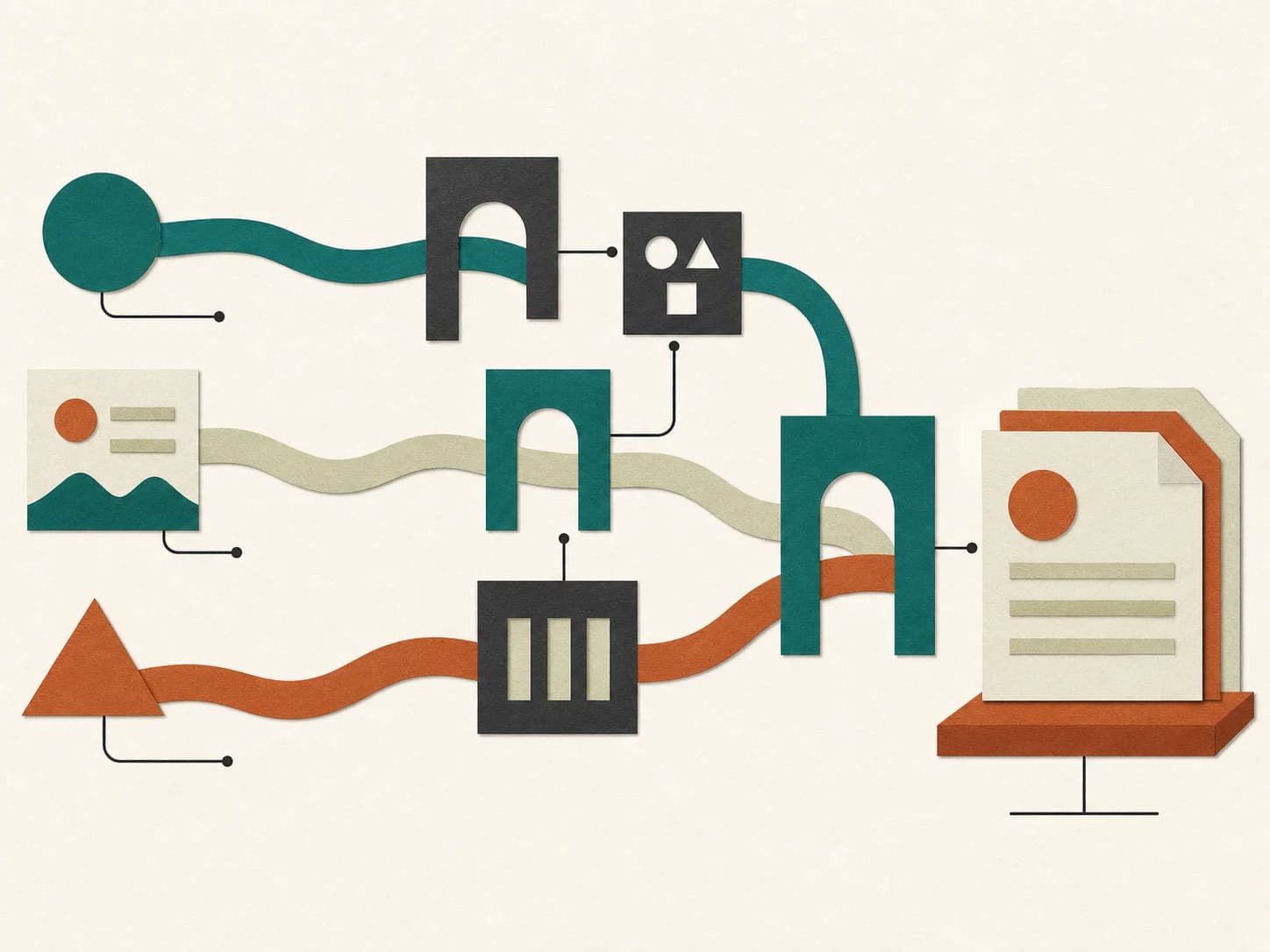 Abstract workflow paths becoming a grounded stack of evidence